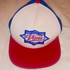 Classic Vans Snapback Trucker Hat in Red,Wht&Blue
